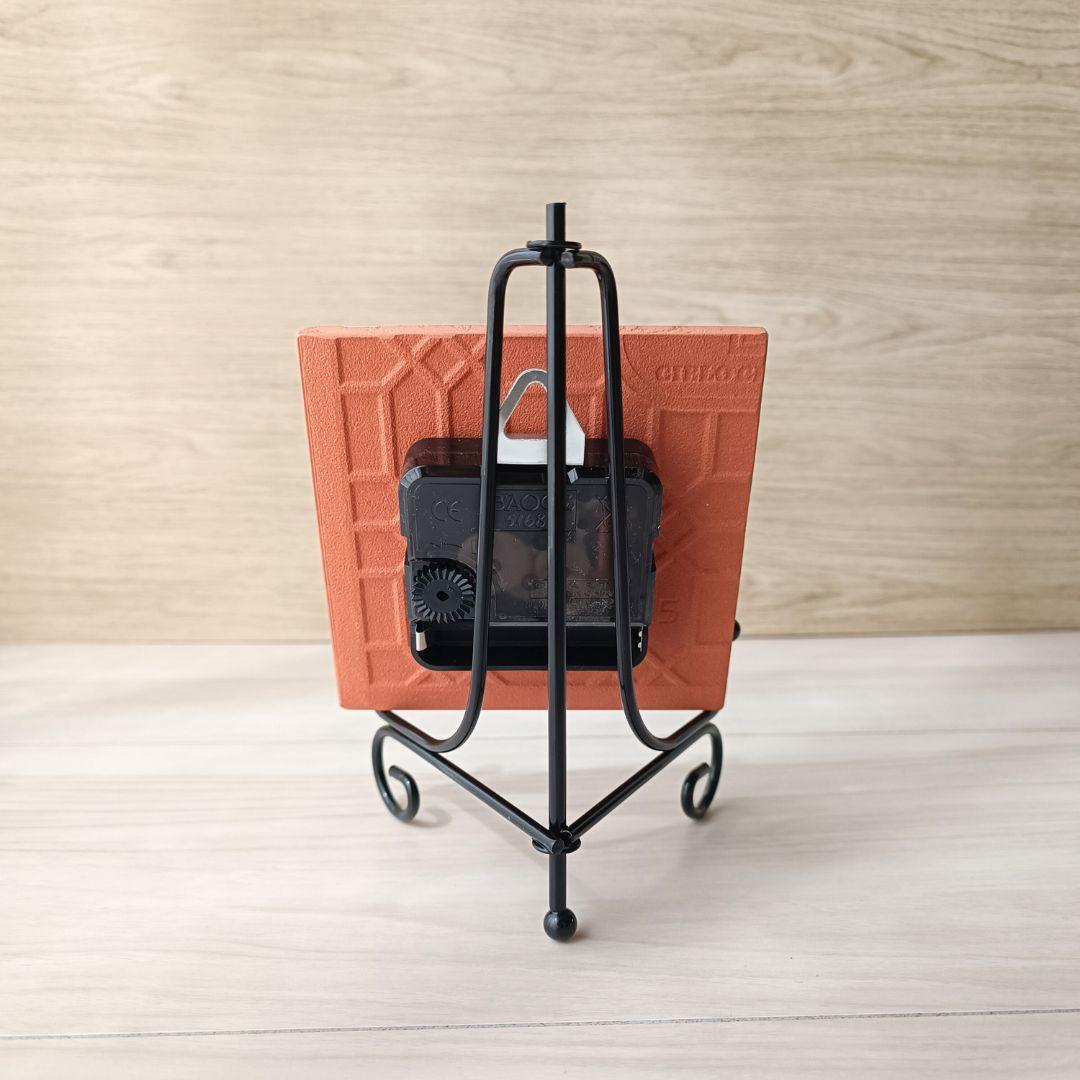 黒猫と花のアートタイル時計 | 6枚目