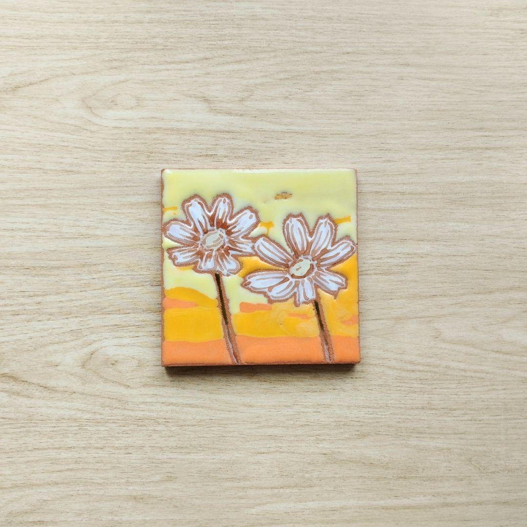 フラワータイル マグネットコルク加工無料 インテリア コースター アート スペインタイル | 2枚目