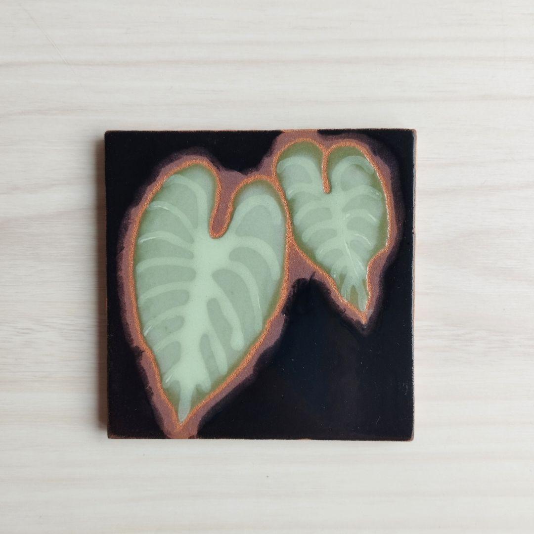 無料で選べるマグネットとコルク加工！シックなボタニカル柄タイル スタンド スペインタイル インテリア コースター アート | 2枚目