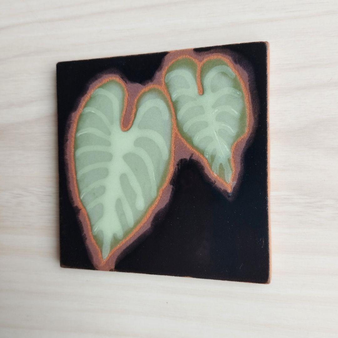 無料で選べるマグネットとコルク加工！シックなボタニカル柄タイル スタンド スペインタイル インテリア コースター アート | 3枚目