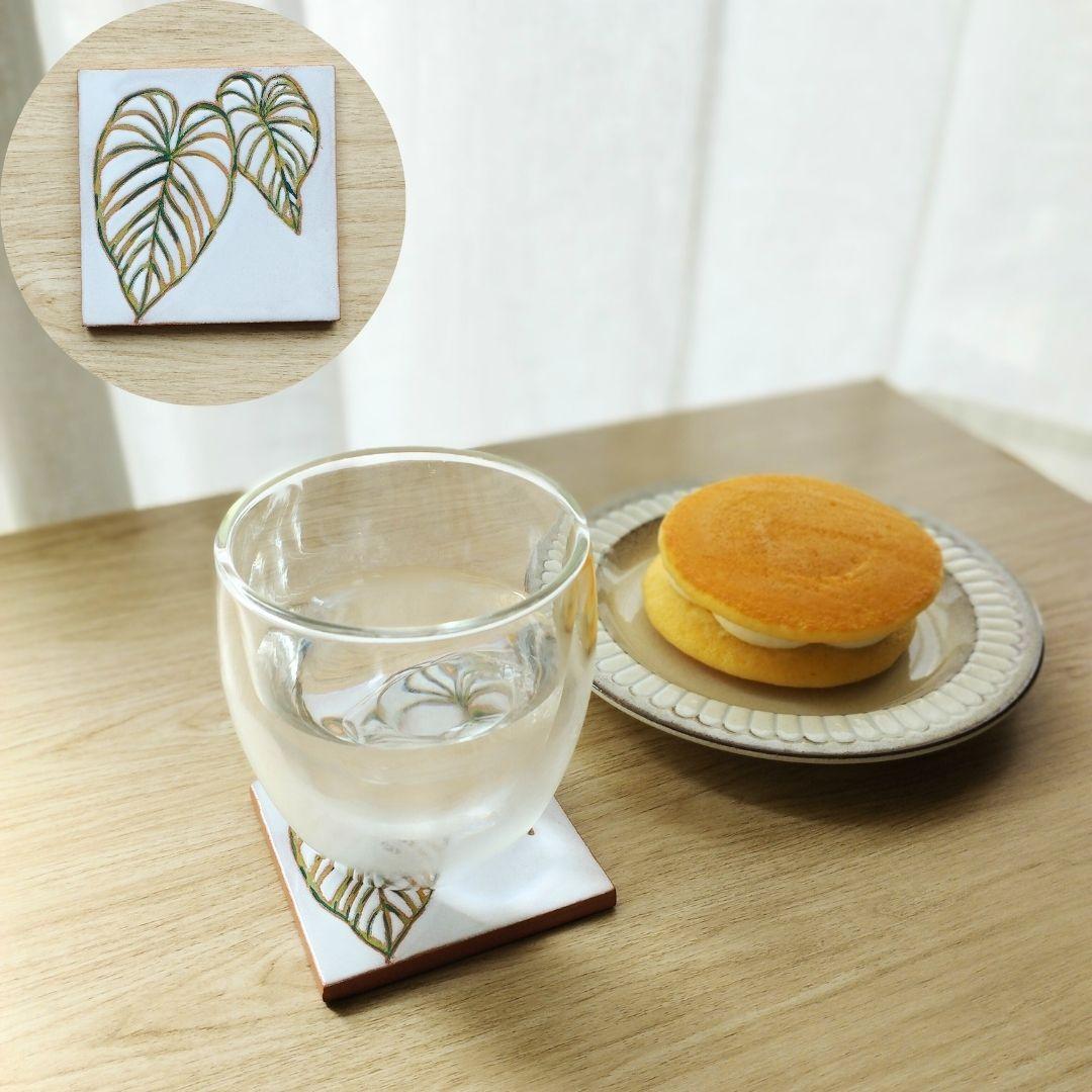 無料で選べるマグネットとコルク加工！ボタニカルタイル スタンド スペインタイル インテリア コースター アート