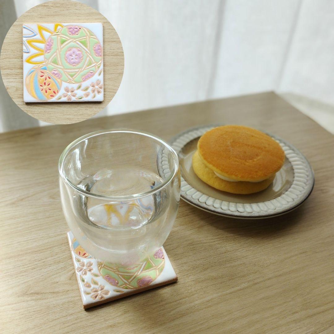 無料で選べるマグネットとコルク加工！かわいい和風デザインタイル スタンド スペインタイル 日本土産 コースター アート | 3枚目