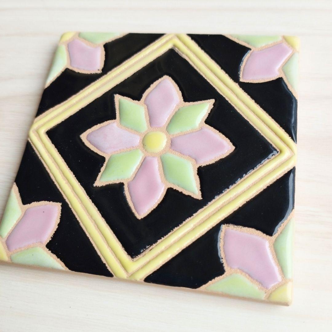 無料で選べるマグネットとコルク加工！パターンデザインタイル スタンド スペインタイル 日本土産 コースター アート | 2枚目