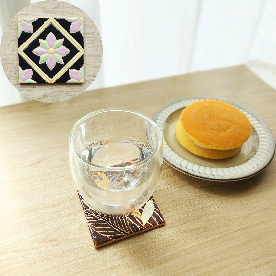 無料で選べるマグネットとコルク加工！パターンデザインタイル スタンド スペインタイル 日本土産 コースター アート | 3枚目