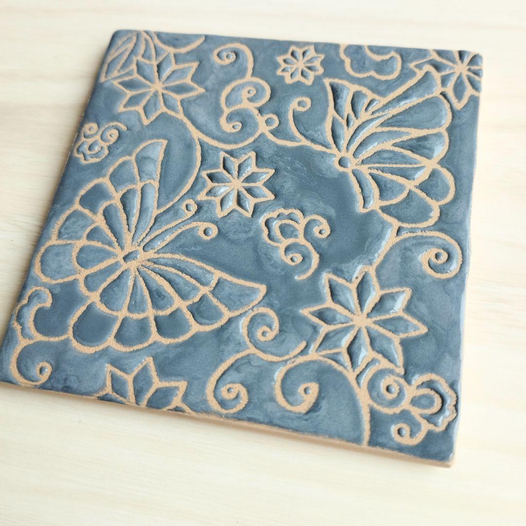 無料で選べるマグネットとコルク加工！蝶々タイル スタンド スペインタイル 日本土産 コースター アート | 3枚目