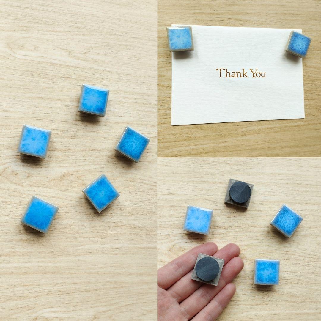 夏色海色のタイルマグネット 8色展開 同色5個セット seaブルー クリア ライトブルー モザイクタイル | 2枚目