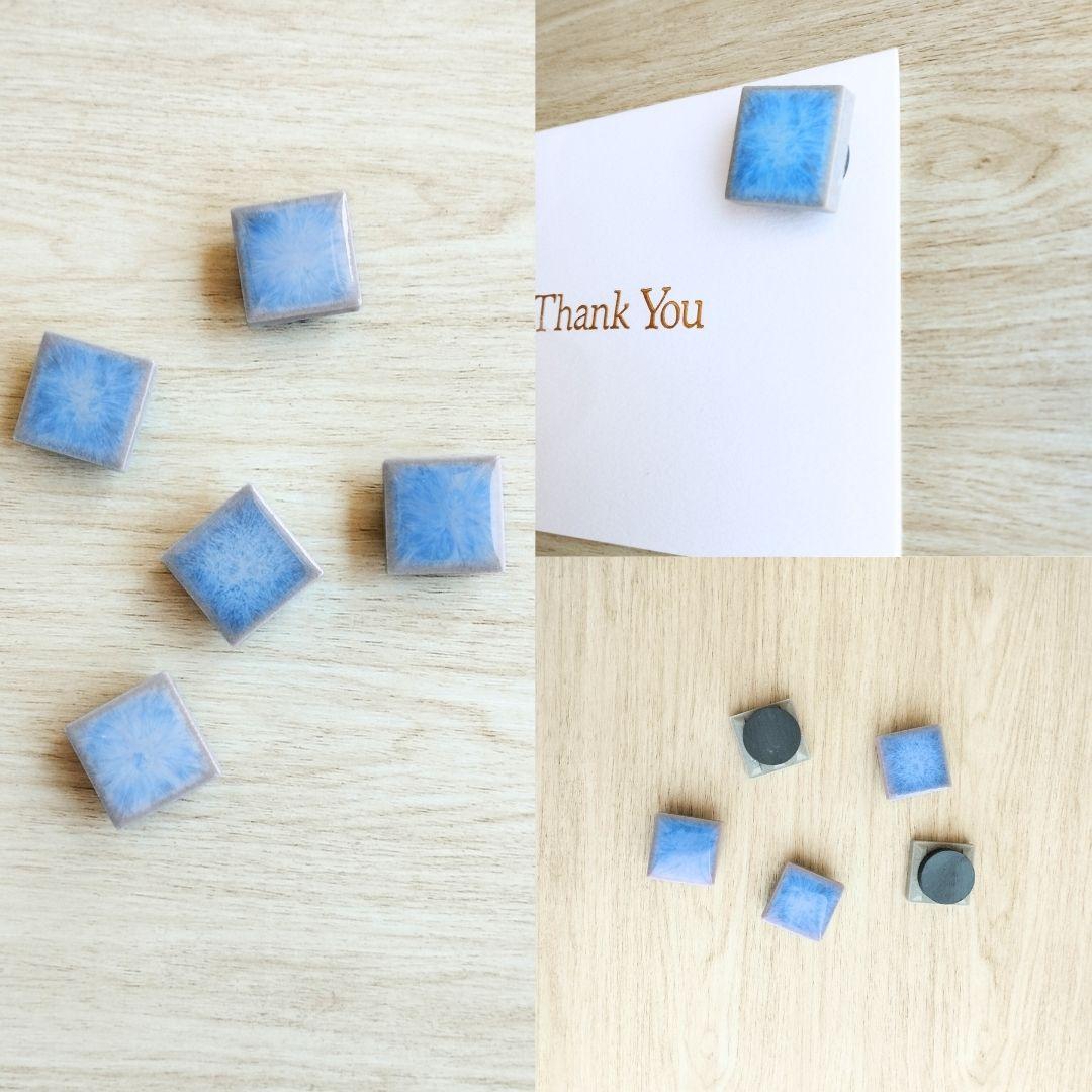 爽やかな色のタイルマグネット 8色展開 同色5個セット seaブルー クリア ライトブルー モザイクタイル | 2枚目