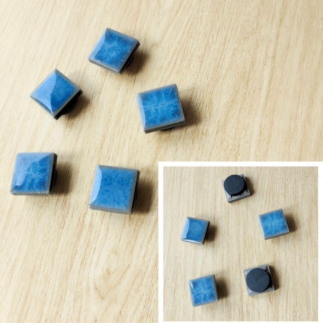 クールでシックなタイルマグネット 8色展開 同色5個セット seaブルー 海 夏色 ライトブルー モザイクタイル