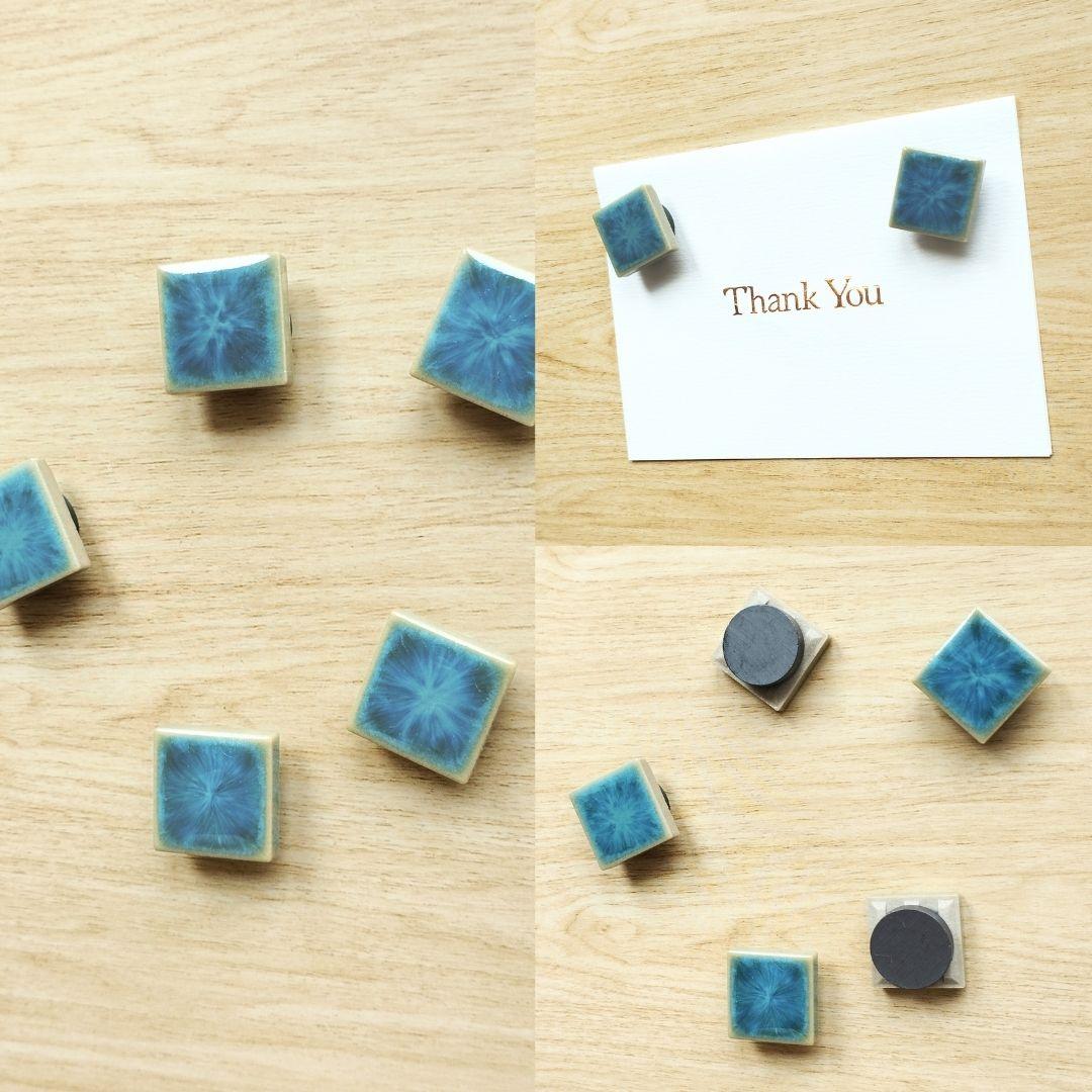 タイルマグネット 8色展開 同色5個セット  海 夏色 ライトブルー モザイクタイル ディープグリーン