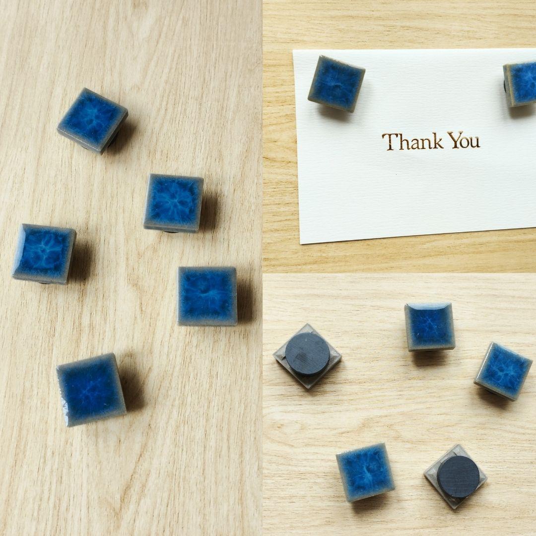 深海ブルー タイルマグネット 8色展開 同色5個セット  海 夏色 ネイビーブルー モザイクタイル ディープブルー