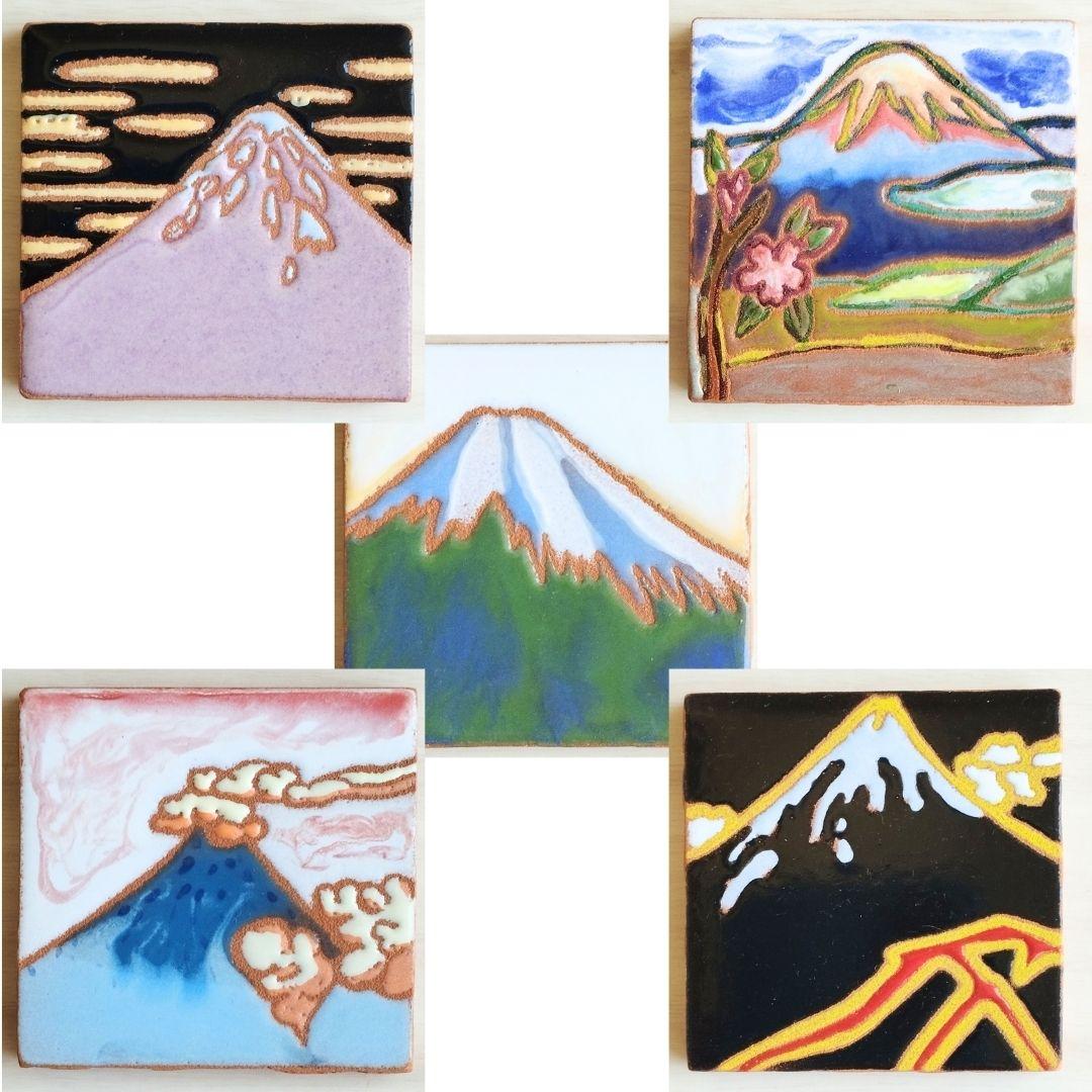 富士山タイル５cm ハンドメイドタイル 浮世絵　ユニーク