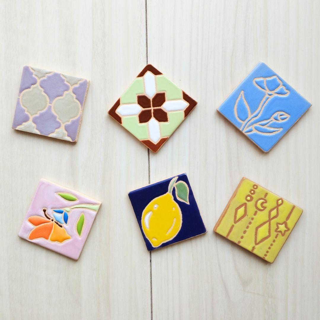 かわいい 小さめタイル5cm角 ハンドメイドアートタイル マグネット加工無料
