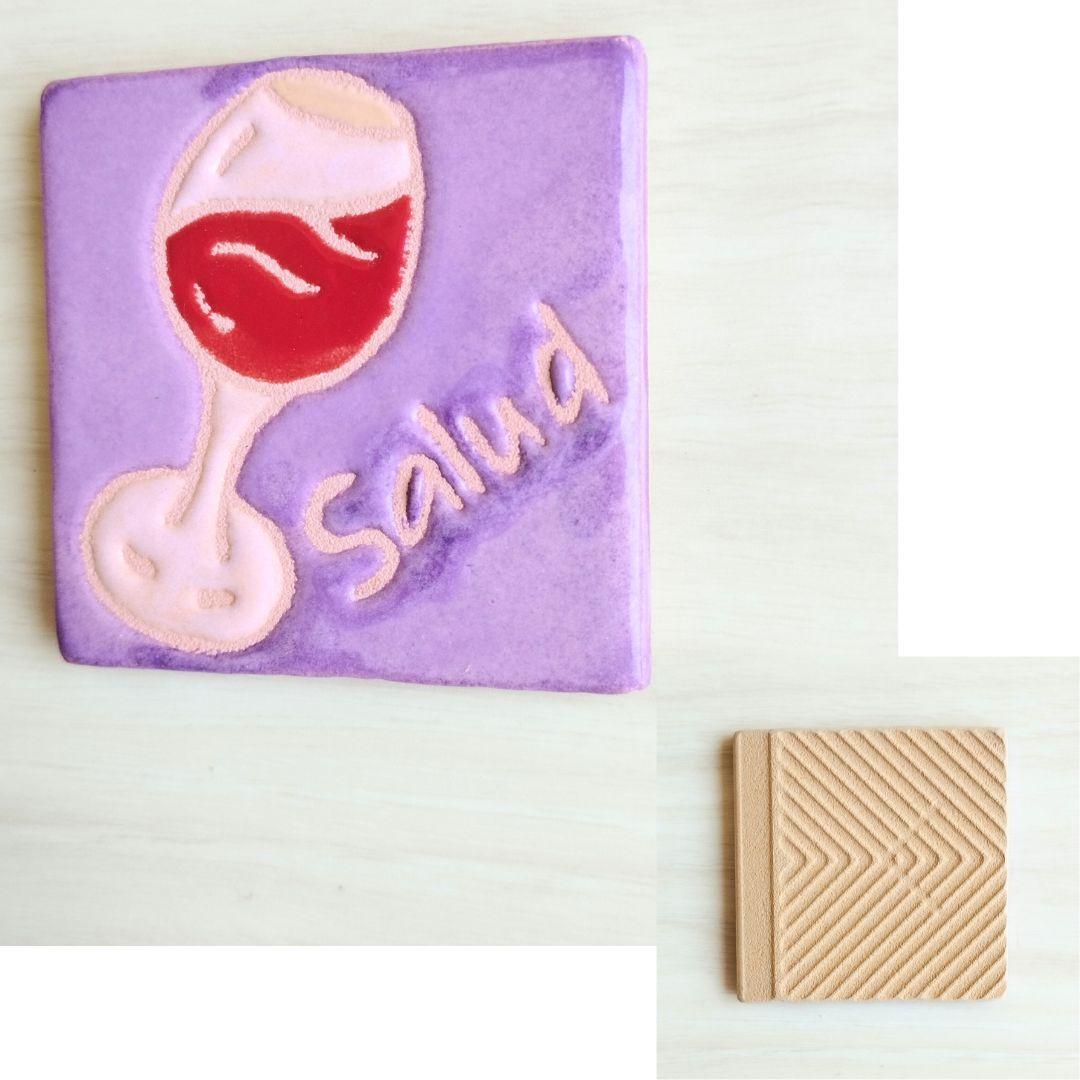 1点物 かわいい 小さめタイル5cm角 ハンドメイドアートタイル マグネット加工無料 | 3枚目