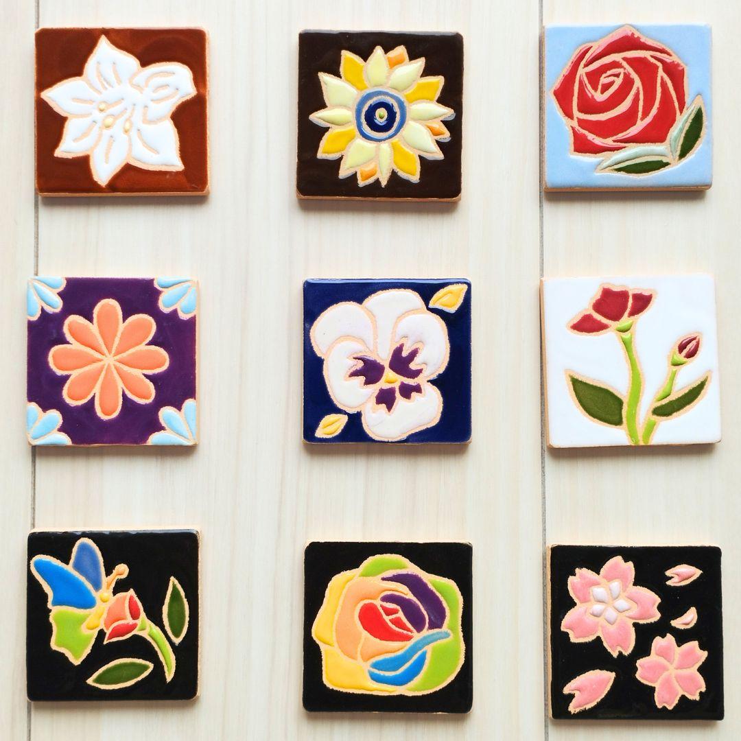 花柄タイル フラワーシリーズ 桜 パンジー バラ レインボー ひまわり