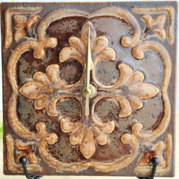 美濃焼タイル時計①クリームブラウン②ブラウン | 10枚目