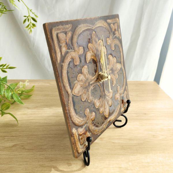 美濃焼タイル時計①クリームブラウン②ブラウン | 11枚目