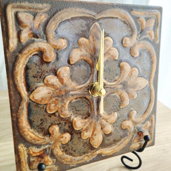 美濃焼タイル時計①クリームブラウン②ブラウン | 12枚目