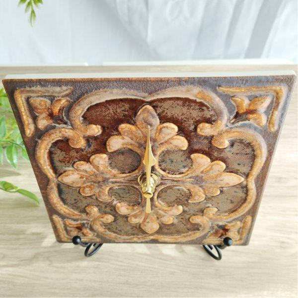 美濃焼タイル時計①クリームブラウン②ブラウン | 13枚目