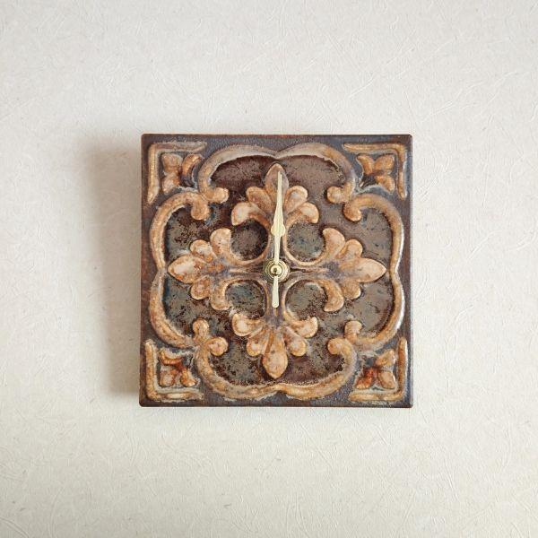 美濃焼タイル時計①クリームブラウン②ブラウン | 15枚目