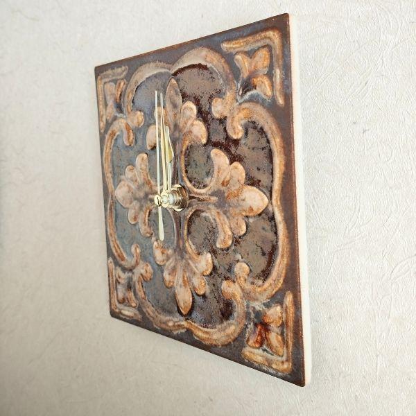 美濃焼タイル時計①クリームブラウン②ブラウン | 16枚目