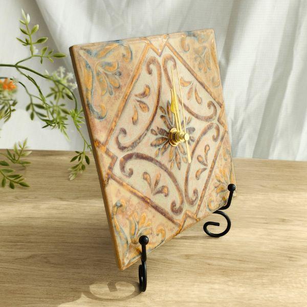 美濃焼タイル時計①クリームブラウン②ブラウン | 2枚目