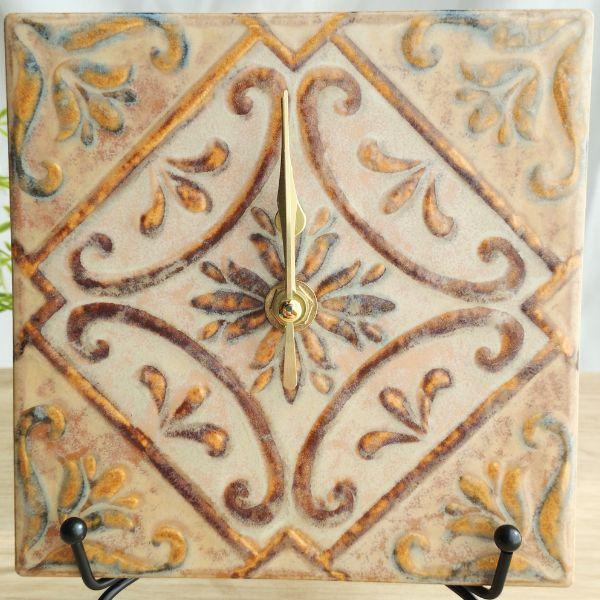 美濃焼タイル時計①クリームブラウン②ブラウン | 3枚目