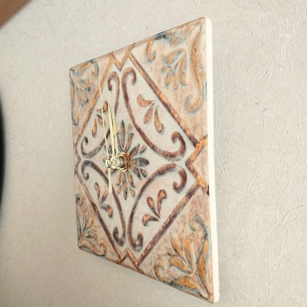 美濃焼タイル時計①クリームブラウン②ブラウン | 7枚目