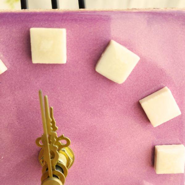 鮮やかなメキシコタイル＆美濃焼モザイクタイル時計パープル | 3枚目