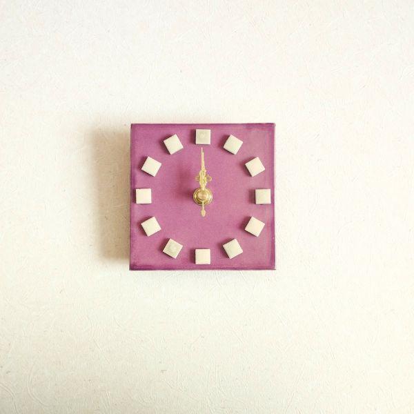 鮮やかなメキシコタイル＆美濃焼モザイクタイル時計パープル | 5枚目