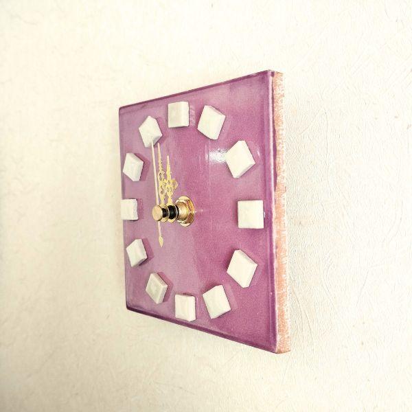 鮮やかなメキシコタイル＆美濃焼モザイクタイル時計パープル | 6枚目