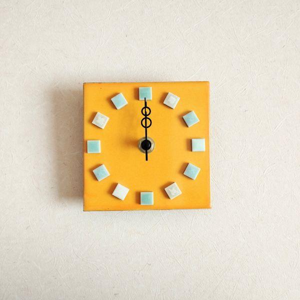 鮮やかなメキシコタイル＆美濃焼モザイクタイル時計 イエロー | 5枚目