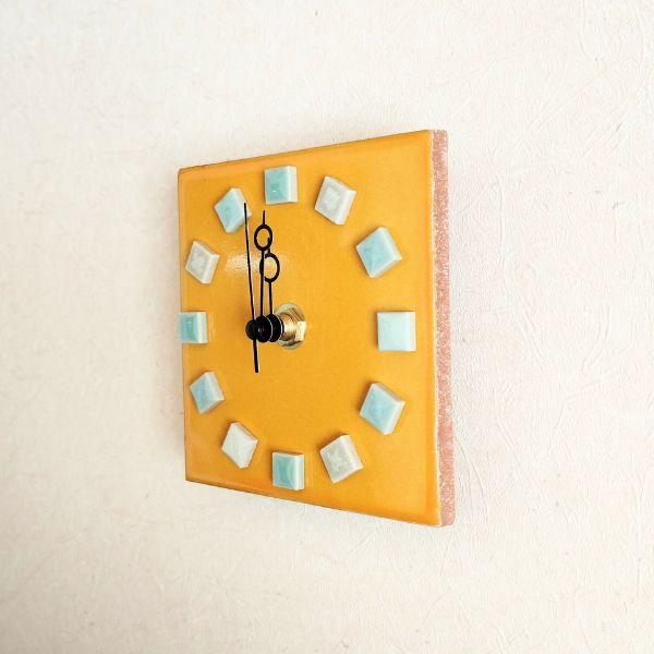 鮮やかなメキシコタイル＆美濃焼モザイクタイル時計 イエロー | 6枚目