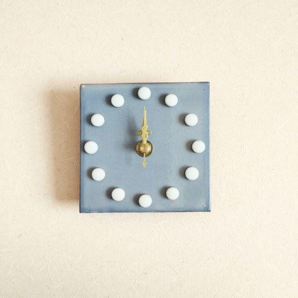 レトロな色合いのメキシコタイル＆美濃焼モザイクタイル時計  グレー | 5枚目