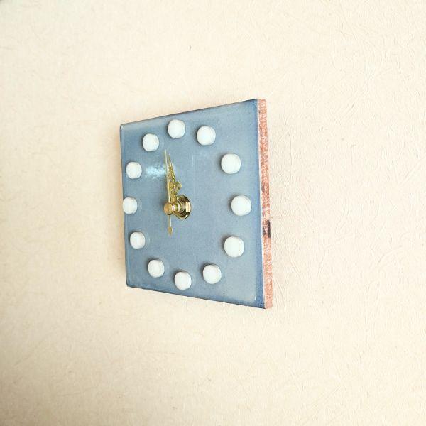 レトロな色合いのメキシコタイル＆美濃焼モザイクタイル時計  グレー | 6枚目