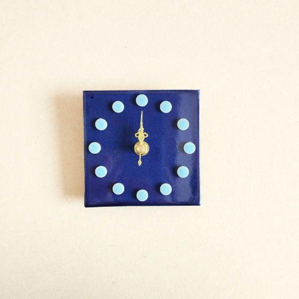 深みのある色合いのメキシコタイル＆美濃焼モザイクタイル時計 ネイビーブルー | 6枚目