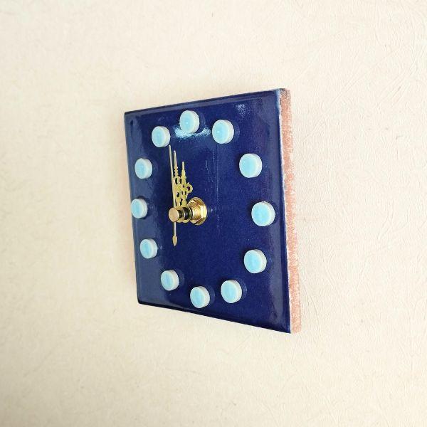 深みのある色合いのメキシコタイル＆美濃焼モザイクタイル時計 ネイビーブルー | 7枚目