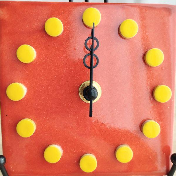 太陽のようなオレンジメキシコタイル＆美濃焼モザイクタイル時計 オレンジ | 2枚目