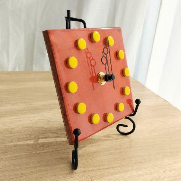 太陽のようなオレンジメキシコタイル＆美濃焼モザイクタイル時計 オレンジ | 3枚目