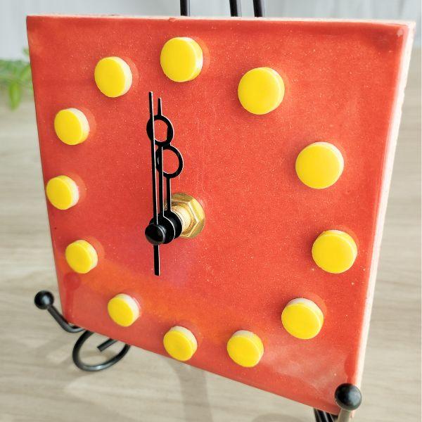 太陽のようなオレンジメキシコタイル＆美濃焼モザイクタイル時計 オレンジ | 4枚目