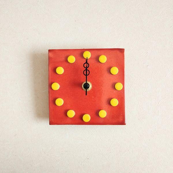 太陽のようなオレンジメキシコタイル＆美濃焼モザイクタイル時計 オレンジ | 5枚目