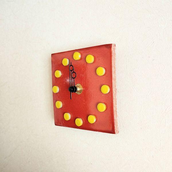 太陽のようなオレンジメキシコタイル＆美濃焼モザイクタイル時計 オレンジ | 6枚目