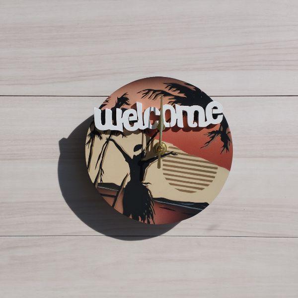 フラガールモチーフのハワイアン時計 サンセット