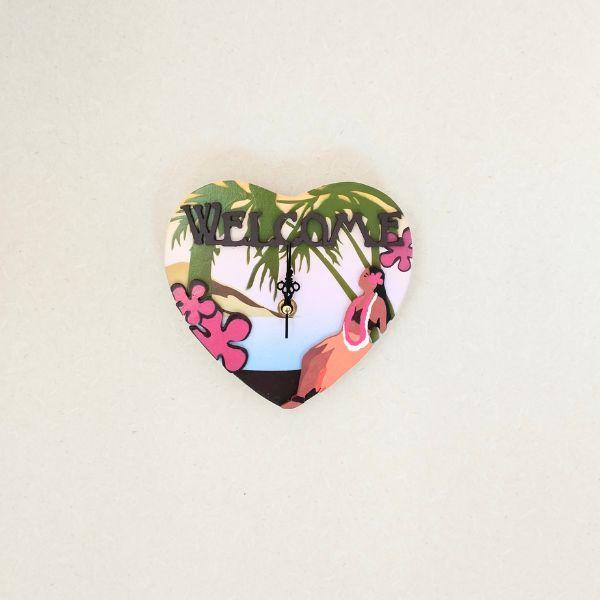 ハワイの景色　ハートのフラガールデザインハワイアン時計 | 2枚目